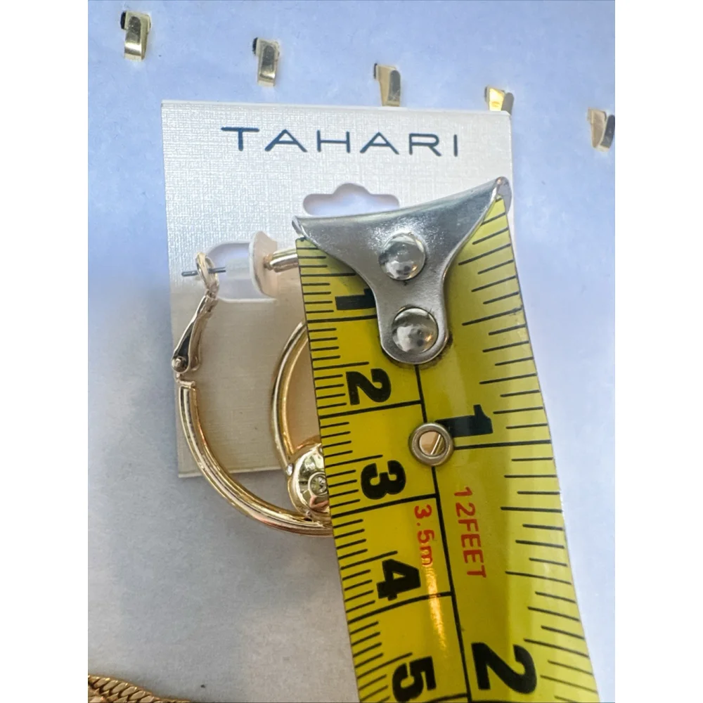 Tahari 2-in-1 Cut Rhinestone Ball Hoop Earrings - Gold Tone